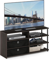 Furinno Brahms TV Stand Entertainment Center with Shelves and Storage for TV Size up to 45 Inch, Espresso/Black