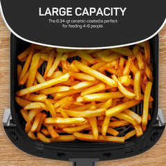 Air Fryer, 6-Quart with Viewing Window, 12-in-1 Functions - Air Fry, Roast, Reheat, Dehydrate, Bake, Steam, and More, 400°F Max Temperature