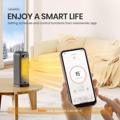 MORENTO Space Heaters for Indoor Use, Portable Electric Heater with Thermostat, Smart and Voice Control, 1500W PTC Ceramic Safety, 36dB Quiet Smart Heaters for Office Bedroom Home Black 1Pack