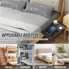 Bedside Shelf for Bunk & Loft Beds Nightstand Kids Room and College Dorm Room Essentials Bedside Table Tray Holder Clip on Tray, Black