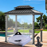 Gazebo Side Panels, 0.12mm Pergola Waterproof Side Panels Translucent Tarp with Eyelets and Elastic Rope DTVEW (Color : Clear, Size : 22.96x9.84'/7x3m)