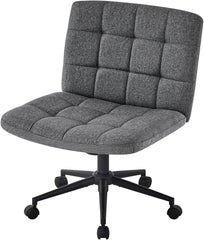 Ivory White Sherpa Office Chair Armless, 360° Swivel Rolling Computer Chair, Ergonomic Desk Chair with Lumbar Support & Adjustable Height for Cross-Legged Sitting, Office, Vanity (Sherpa)