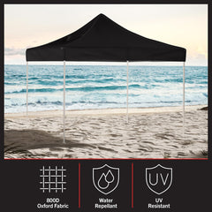 Pop Up Canopy - 10x10 ft Canopy Tent - UPF30 Beach Tent Sun Shelter - Adjustable Height EZ Up Canopy with Bag - Tents for Parties by Stalwart (Gray)
