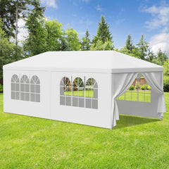 10'x20' Outdoor Canopy Tent - Heavy Duty Patio Camping Gazebo Shelter Party Wedding BBQ Events with 6 Side Removable Walls, White