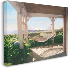 Stupell Industries Tranquil Hammock Warm Sunlit Porch Rural Garden Floating Framed Wall Art, Design By Tom Mielko