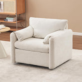 Ivory White 60" Loveseat Sofa Modern Loveseat Sofa for Living Room, Comfy Plush Chenille Fabric Deep Seat Couch Compact Couches for Small Spaces, Bedroom, Apartment (4)