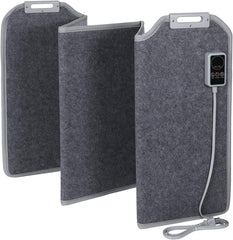 Under Desk Heater for Office, Foldable Under Desk Foot Warmer with 12H Timer & 8 Heat Levels, Portable Space Heater for Leg, Foot and Ankle, Safe & Quiet Anti-tilt Surrounding Panel Heater, Dark Grey