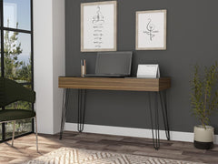 LIFE SKY Industrial Writing Desk with Glass Top: Modern Metal Frame & Spacious Drawer - Home Office Furniture for Urban Studio Professionals