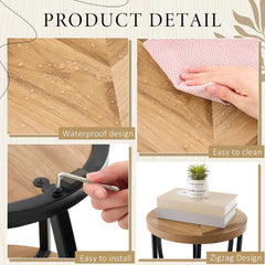 Round Coffee Table, 2-Tier Circle Wood Coffee Table with Storage Shelves, Modern Industrial Wooden Accent Center Sofa Side for Living Room, Home Office(15.7'' Dia X 14.2 H)