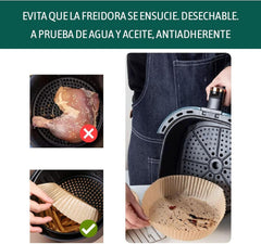 ALGON Airfryer Paper Round 20cm 480 Shelves Air Fryer Non-Stick Grease Resistant and High Temperature Easy to Use