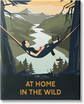 Stupell Industries Home In Wild Mountainside River Landscape Hammock Girl, Design by Omar Escalante
