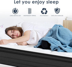 Anwick Queen Mattress,10 Inch Hybrid Mattress, Pressure Relief & Supportive,Cooling Memory Foam & Individually Pocket Coils for Motion Isolation,Pain Relief Pressure-Relieving,Breathable (10“Queen)