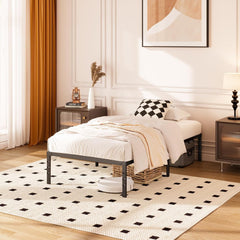 Full Size Bed Frame, 14-Inch Tall Heavy-Duty Platform with Under-Bed Storage, Sturdy Metal Bed Frame for Mattress Support, No Box Spring Needed, Quiet Design, Easy Assembly, Black