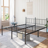 14 Inch Queen Size Bed Frame No Box Spring Needed,Metal Platform with Headboard and Footboard,Heavy Duty Slats Support Easy Assemble Noise Free(Black and Rhombus)
