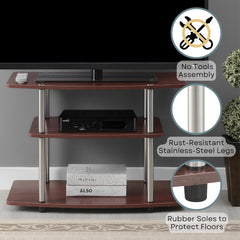 Convenience Concepts Designs2Go No Tools 3-Tier TV Stand 31.5" - Entertainment Center for TVs up to 37 Inches, Modern TV Console with Shelves for Living Room, Family Room, Cherry