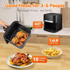 Air Fryer 4.2 Qt Oven, 8-in-1 Multicooker with Non-Stick Basket, Air Fryer with Preset Function, Cooker for Healthy and Low-Oil Meals, Convenient Operation