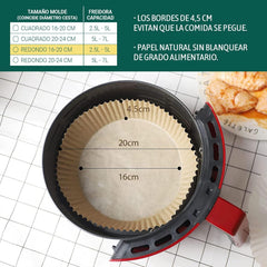 ALGON Airfryer Paper Round 20cm 480 Shelves Air Fryer Non-Stick Grease Resistant and High Temperature Easy to Use