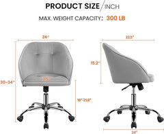 Yaheetech Boucle Desk Vanity Chair with Back Comfy Fluffy Swivel Office Chair with Wheels Adjustable Height Tilt Angle for Bedroom Ivory