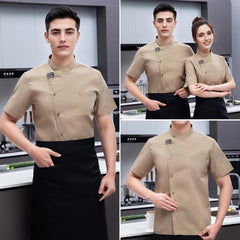 Personalized Chef Jacket Short Sleeve Custom Chef Coat Embroidered Restaurant Work Uniform for Men Women