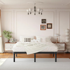 ZIYOO 12 Inch Twin Size Metal Platform Bed Frame with Heavy-Duty Steel Slat Support, No Box Spring Needed, Under Bed Storage Space, Easy Assembly, Noise-Free, Sturdy & Durable, Black