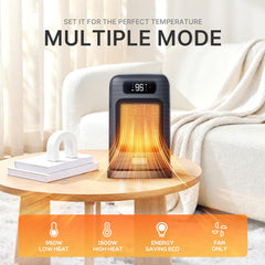 MORENTO Space Heater, Portable Space Heaters for indoor Use, Auto Temperature Control, LED Display Electric Heater, ECO Mode & 0-12H Timer, Quiet Heaters for Office, Bedroom, Home (Black, 1 Pack)