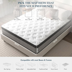 Anwick 10" Full Mattress, Soft Breathable Hybrid Memory Foam Mattress, Individually Pocket Coils, Mattress in a Box, Sleep Supportive & Pressure Relief, Medium Firm (Full 10 Inch)