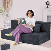 Folding Sofa Bed, 4 in 1 Convertible Sleeper Chair with Pillow, Single Memory Foam Fold Out Chair Bed, Modern Floor Futon Sofa Couch Mattress for Living Room/Guest/Apartment, Dark Grey