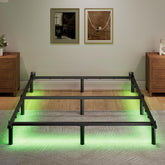 Full Size Bed Frame with LED, 7 Inch Metal Steel Bedframe for Box Spring and Mattress, Heavy Duty Basics Bed Base, Noise Free, Easy Assembly, Black, Adjustable