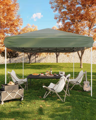 10x10 Pop Up Canopy Tent, Outdoor Tent with 3 Adjustable Height, Easy Set Up Canopy with 4 Sandbags & Carrying Bag for Camping, Parties,Outdoor Events - Khaki