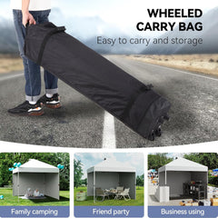 10x10 Pop Up Canopy Tent, Commercial Instant Canopies Shelter, Includes Wheeled Carry Bag & 4 Sandbags, Portable Outdoor Sun Shade for Camping, Beach, Parties, Events, Grey