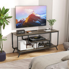 TV Stands for Living Room: Entertainment Center TV Stand for 50 55 inch TV LED TV Stand for Bedroom Television Stands TV Console Table with Metal Frame - Media Console Charging Station
