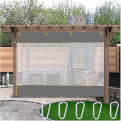 Outdoor Tarpaulin Curtain Gazebo Side Panels with Hook 0.5mm Clear Tarp Panel Waterproof Windproof Curtains for Porch Gazebo Pergola (Color : Gray, Size : 2.1x2.5m)