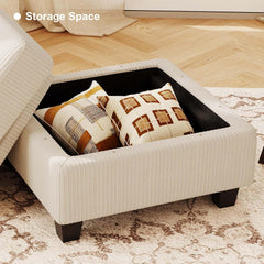 Belffin Corduroy Armrests Modular Sectional Couch Module Parts Convertible Modern Sectional Sofa Couch, Beige