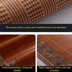 Folding Mattress Bamboo,bamboo Mat For Bed,Breathable Carbonized Bamboo Summer Sleeping Mat,Foldable Double Sided Bamboo Mat,with Pillowcase, For Bed| Bedroom Essential For Summer Sleeping(B,1.5*1.95m