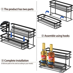 Bar Cart for The Home, 3 Tier Kitchen Carts with Wheels, Small Rolling Cart with Glass Holders, 6 Bottle Coffee Syrup Organizer Rack, 2 Tier Spice Rack Organizer