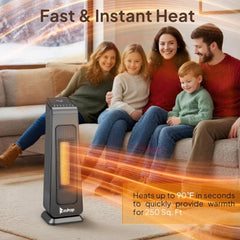 ROVSUN 24IN Electric Space Heater w/Remote & APP Control, 1500W Portable Tower Heater w/Oscillating for Indoor Use, Timer, Adjustable Thermostat, Tip-over & Overheat Protection for Bedroom Living Room
