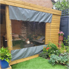 Garden Waterproof PVC Curtains Pergola Side Panels Outdoor Transparent Tarpaulin, 0.5mm Weatherproof for Close The Pergola, Outdoor Space (Color : Transparent+Gray, Size : 2.50x2.50m)