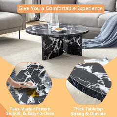 Round Coffee Table, Modern Center Table, 31.5" Small Accent Cocktail Tables, Floor Tables for Living Room,Home Small Space, Bedroom, Entertainment Room, Office (Walnut)