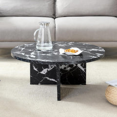 Round Coffee Table, Modern Center Table, 31.5" Small Accent Cocktail Tables, Floor Tables for Living Room,Home Small Space, Bedroom, Entertainment Room, Office (Walnut)