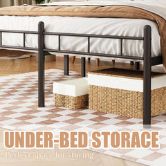 14inch Queen Size Bed Frame No Box Spring Needed,Heavy Duty Metal Platform with headboard and Footboard, Noise Free, Sturdy Steel Slat Support, Easy Assembly(Black and Rhombus)