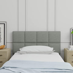 Glenwillow Home Paio 20" Tall Panel Upholstered Headboard, 2-Row Square Tufting, Twin Size, Light Gray