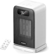 MORENTO Space Heater, Portable Space Heaters for indoor Use, Auto Temperature Control, LED Display Electric Heater, ECO Mode & 0-12H Timer, Quiet Heaters for Office, Bedroom, Home (White, 1 Pack)