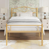 VECELO 14 Inch Twin Size Metal Platform Bed Frame with Headboard and Footboard, Heavy Duty Mattress Foundation with Steel Slats Support, No Box Spring Needed, Black