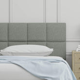 Glenwillow Home Paio 20" Tall Panel Upholstered Headboard, 2-Row Square Tufting, Twin Size, Light Gray