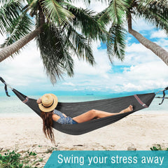 Tranquillo Hammock 550 lbs Capacity Double Hammocks, Camping Hammock with Hammock Straps, Hammocks for Outside Hiking Camping Essentials, Indoor - Garden, Portable Tree Straps, White