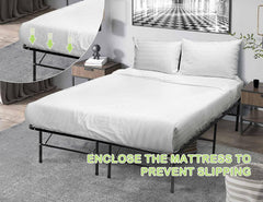 Bed Frame 14 Inch Foldable Metal Full Size Bed Frame Platform Bed Frame Heavy Duty Steel Slat Mattress Foundation No Box Spring Needed