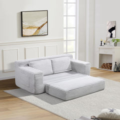 70" 2-in-1 Convertible Sofa Bed,Corduroy Upholstered Loveseat Sleeper Sofa with Storage Bag,Boneless Couch for Living Room, Apartment,No Assembly Required