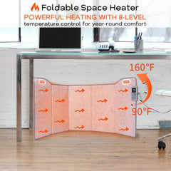 Portable Space Heater for Office & Home, Foldable, Quiet Floor Foot Warmer Under Desk, Personal Electric Panel Space Heater with Thermostat & Timer, Auto Shut Off
