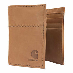 saddle leather trifold wallet
