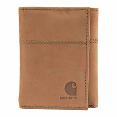 saddle leather trifold wallet